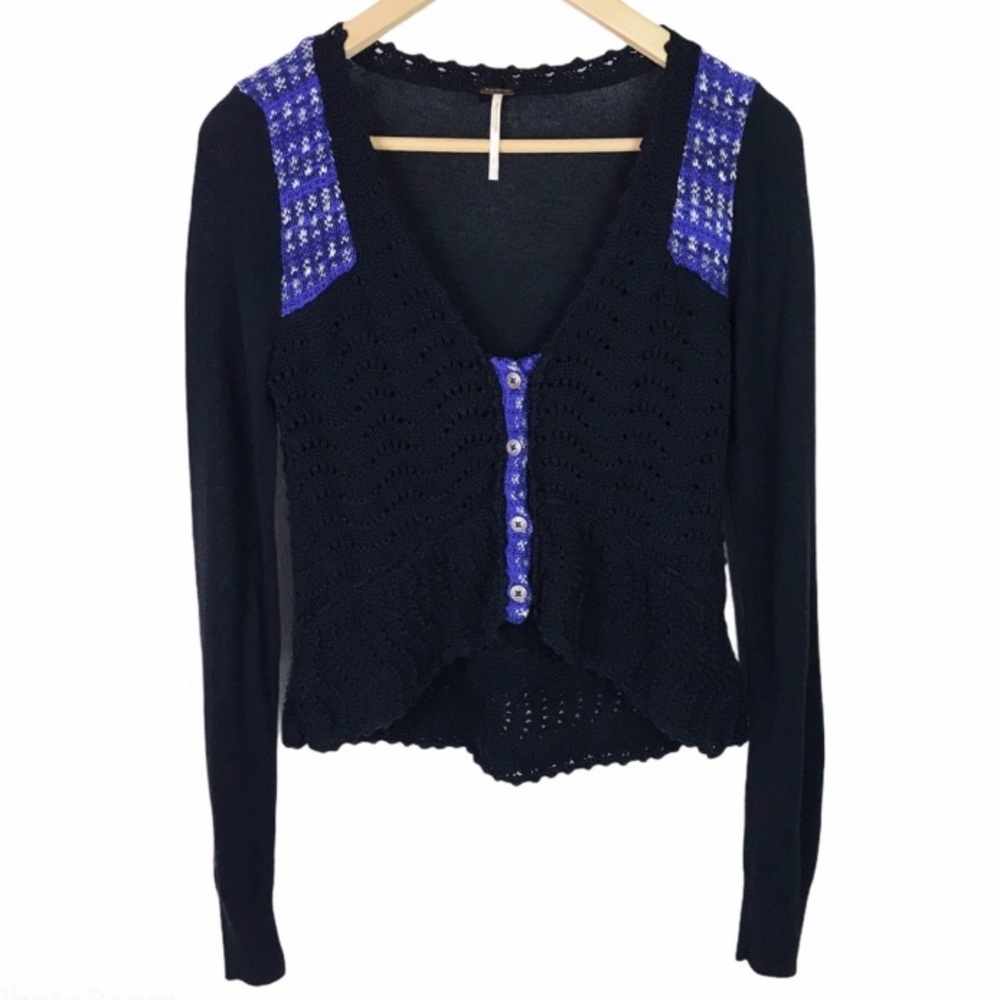 Free People crochet Sweater Crop Small